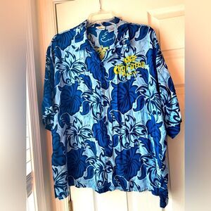 Corona Extra Blue Floral Button-Up Camp Shirt Size XXL